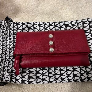 Brighton Red Leather Wallet with Silver Accents